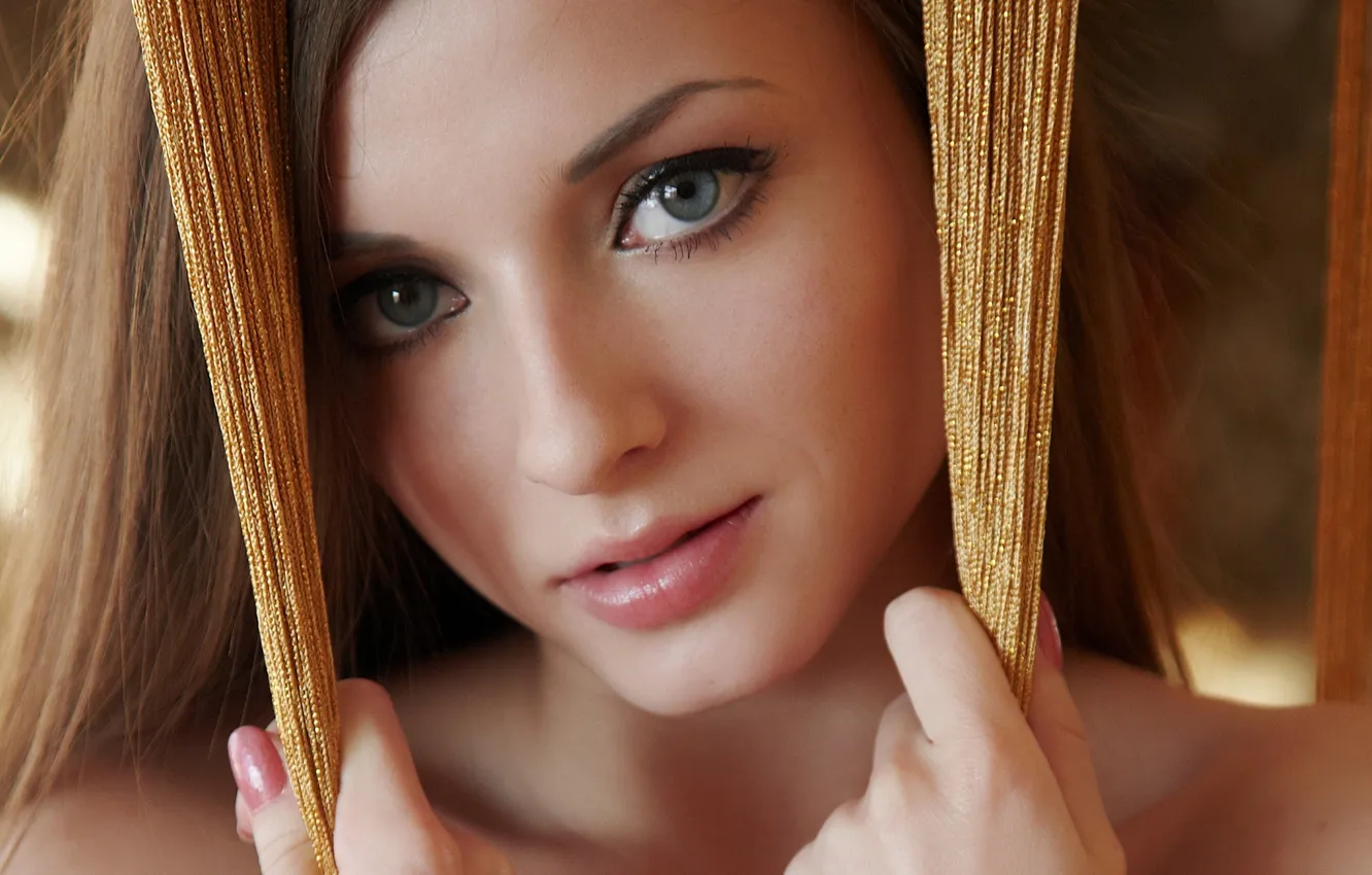 Photo wallpaper eyes, look, girl, face, model, lips