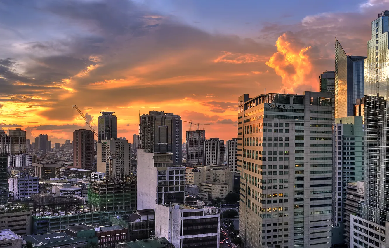 Photo wallpaper the city, dawn, home, Philippines