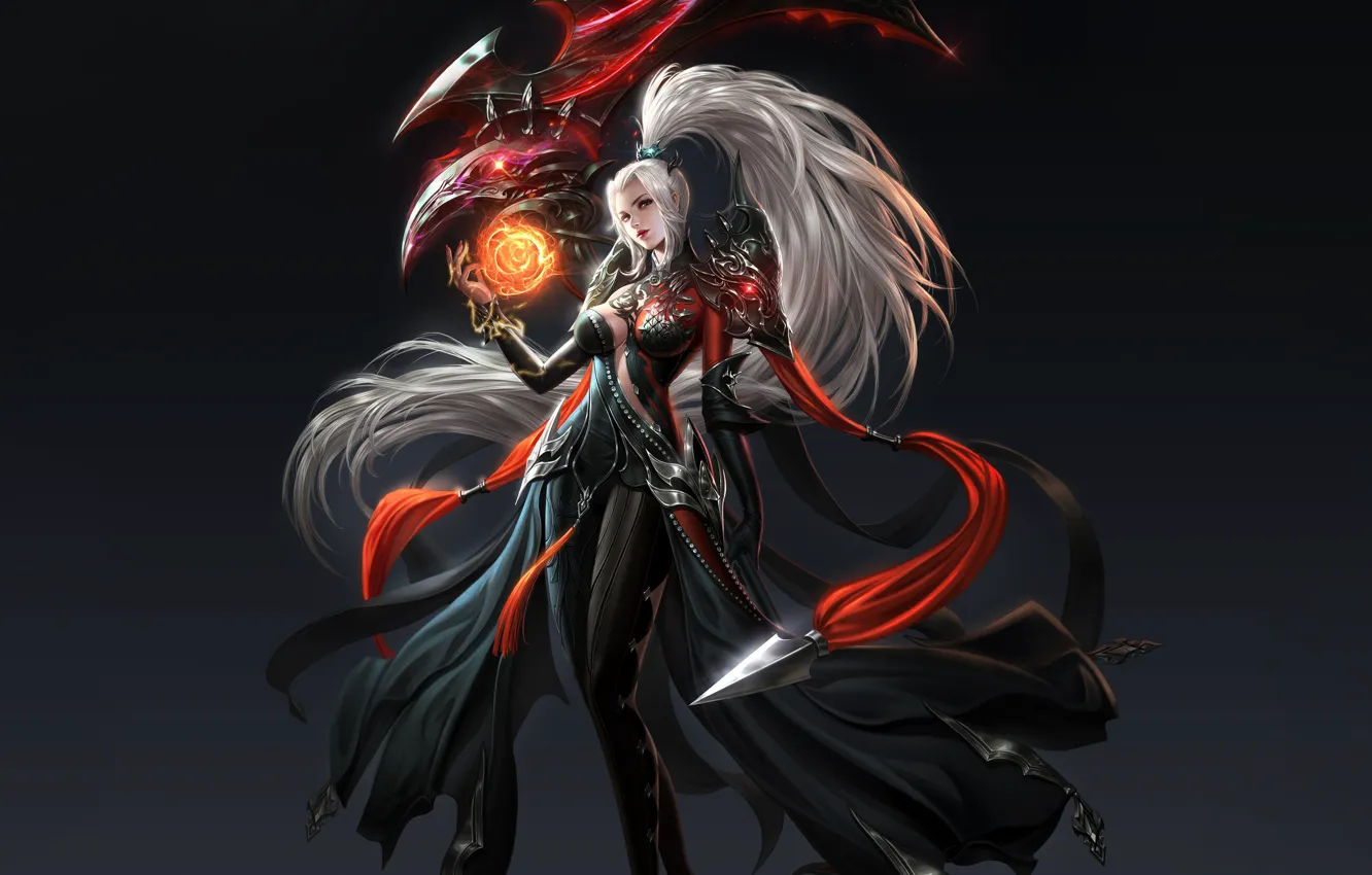 Photo wallpaper girl, fantasy, magic, dress, art, blonde, spell, CHEN SHUAI