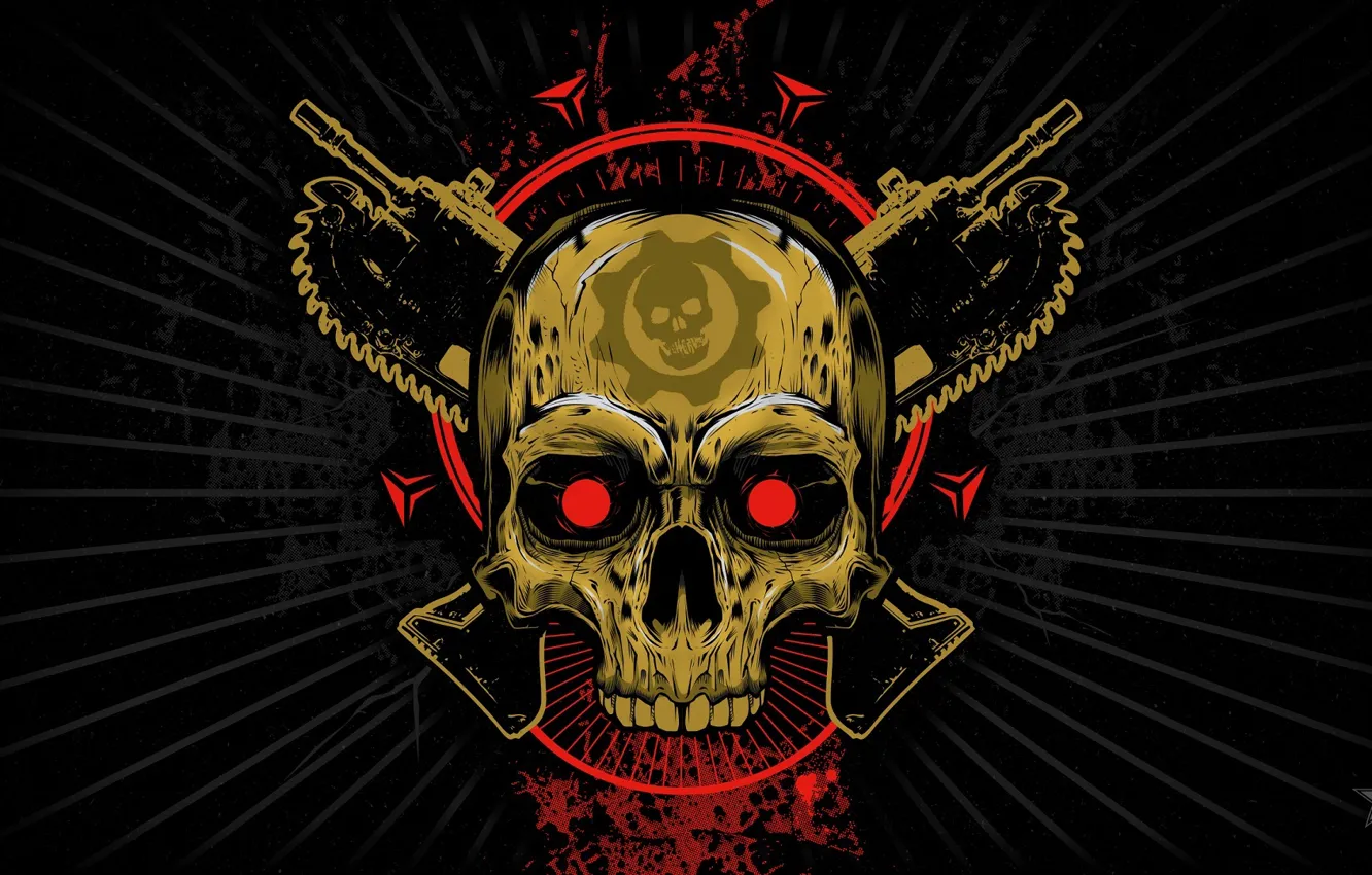 Photo wallpaper Look, Skull, Emblem, Gears of War, Saw, Weapons, Xbox One, Microsoft Studios