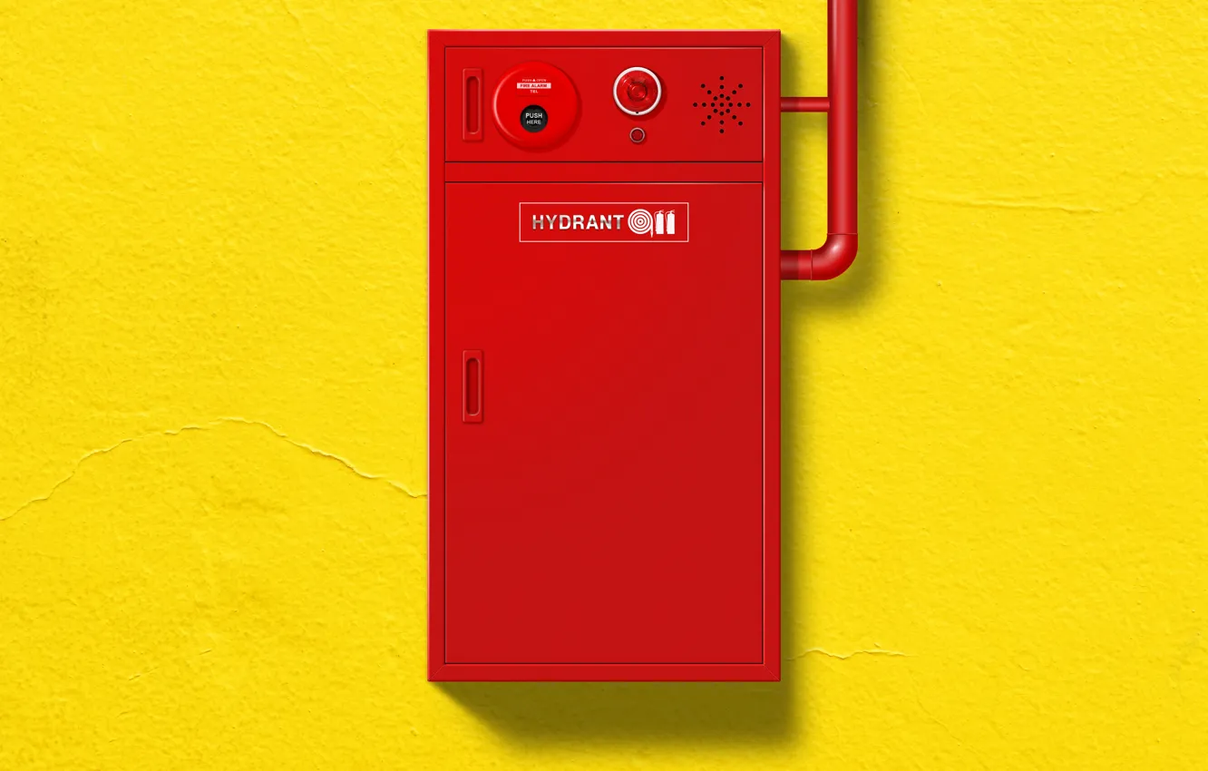 Photo wallpaper wall, hydrant, fire hydrant