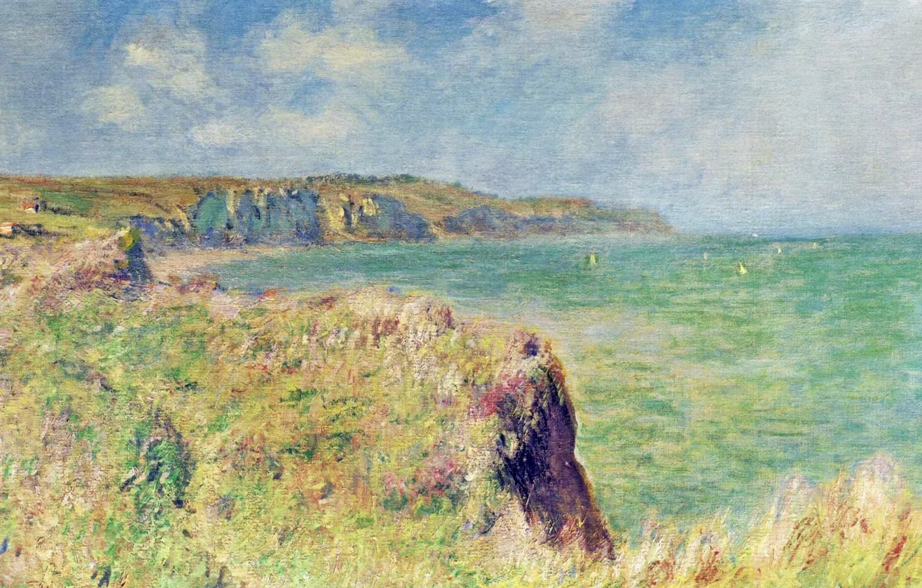 Photo wallpaper landscape, picture, Claude Monet, The edge of a Cliff in Purvile