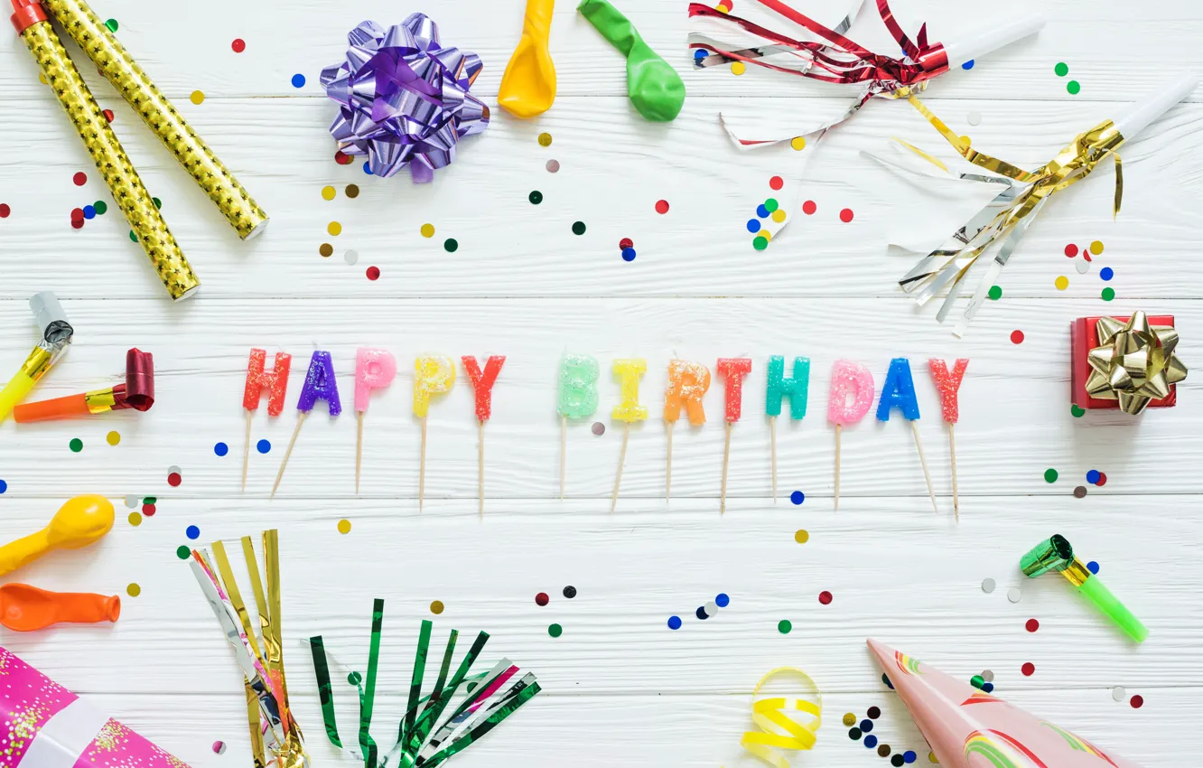 Photo wallpaper birthday, holiday, balls, candles