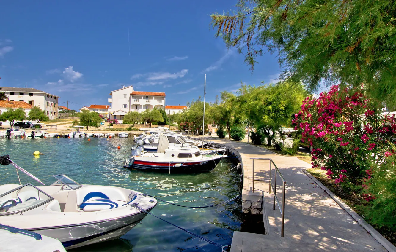 Photo wallpaper sea, the city, Marina, boats, promenade, Croatia, Adriatica, Croatia