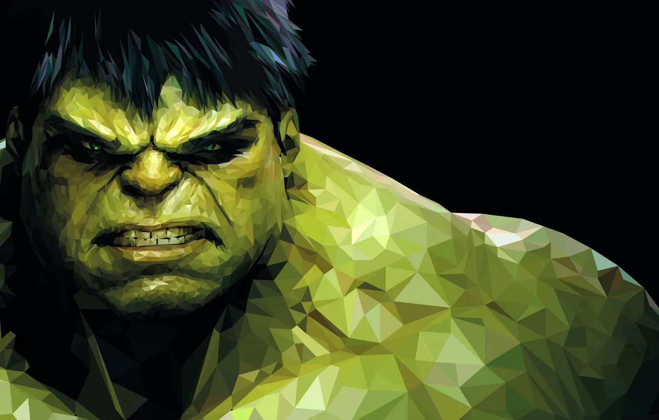 Photo wallpaper fiction, monster, green, black background, Hulk, Hulk, comic, render