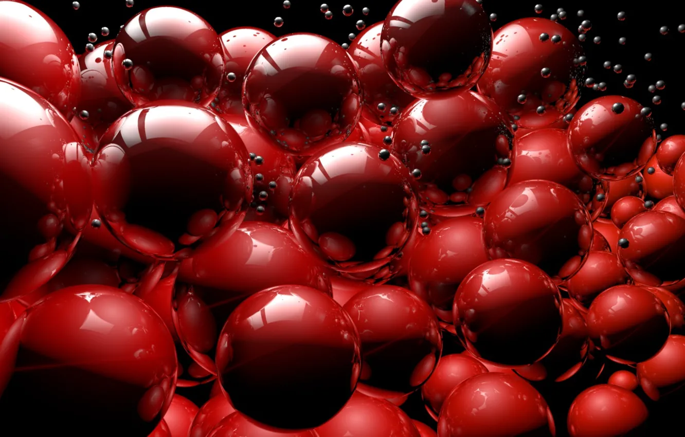 Photo wallpaper red, gloss, sphere, render