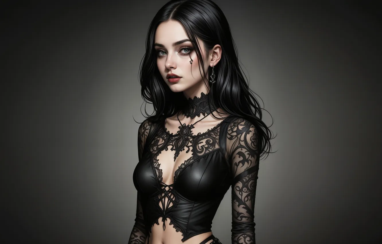 Photo wallpaper girl, grey, Gothic, black, minimalism, beautiful