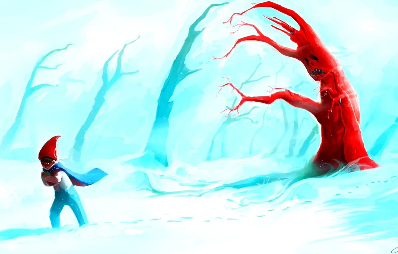 Photo wallpaper snow, art, mahogany, Host, Wirth, Over the Garden Wall, Sharpie boss