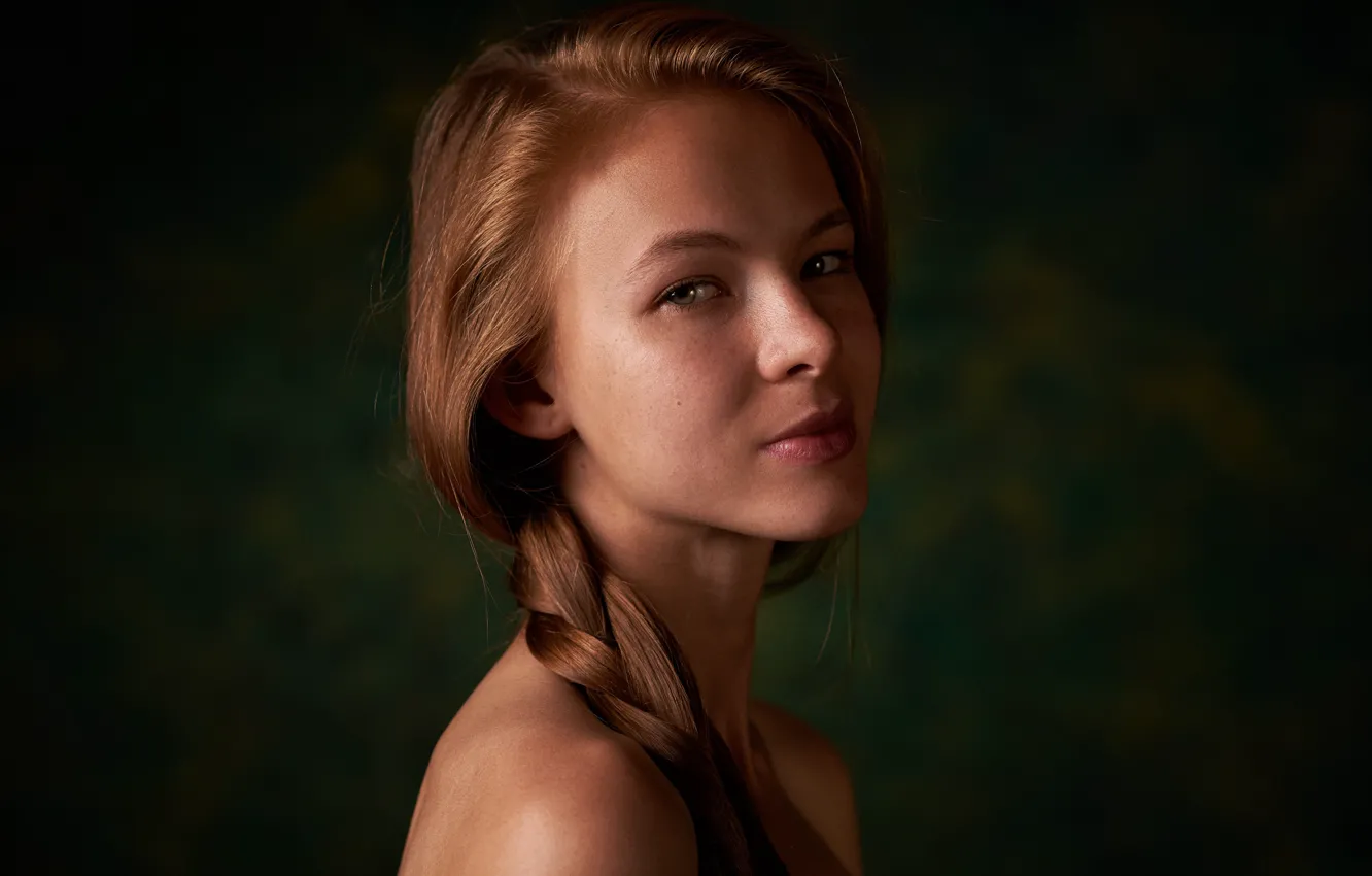 Photo wallpaper portrait, freckles, braid, the beauty, Kateryna Tkachenko, Max Fawn