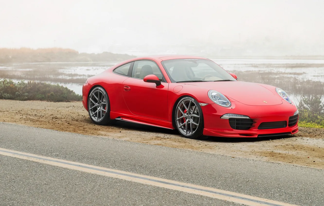 Photo wallpaper 911, Porsche, Porsche, red, Carrera, 2015, Carrera 4S