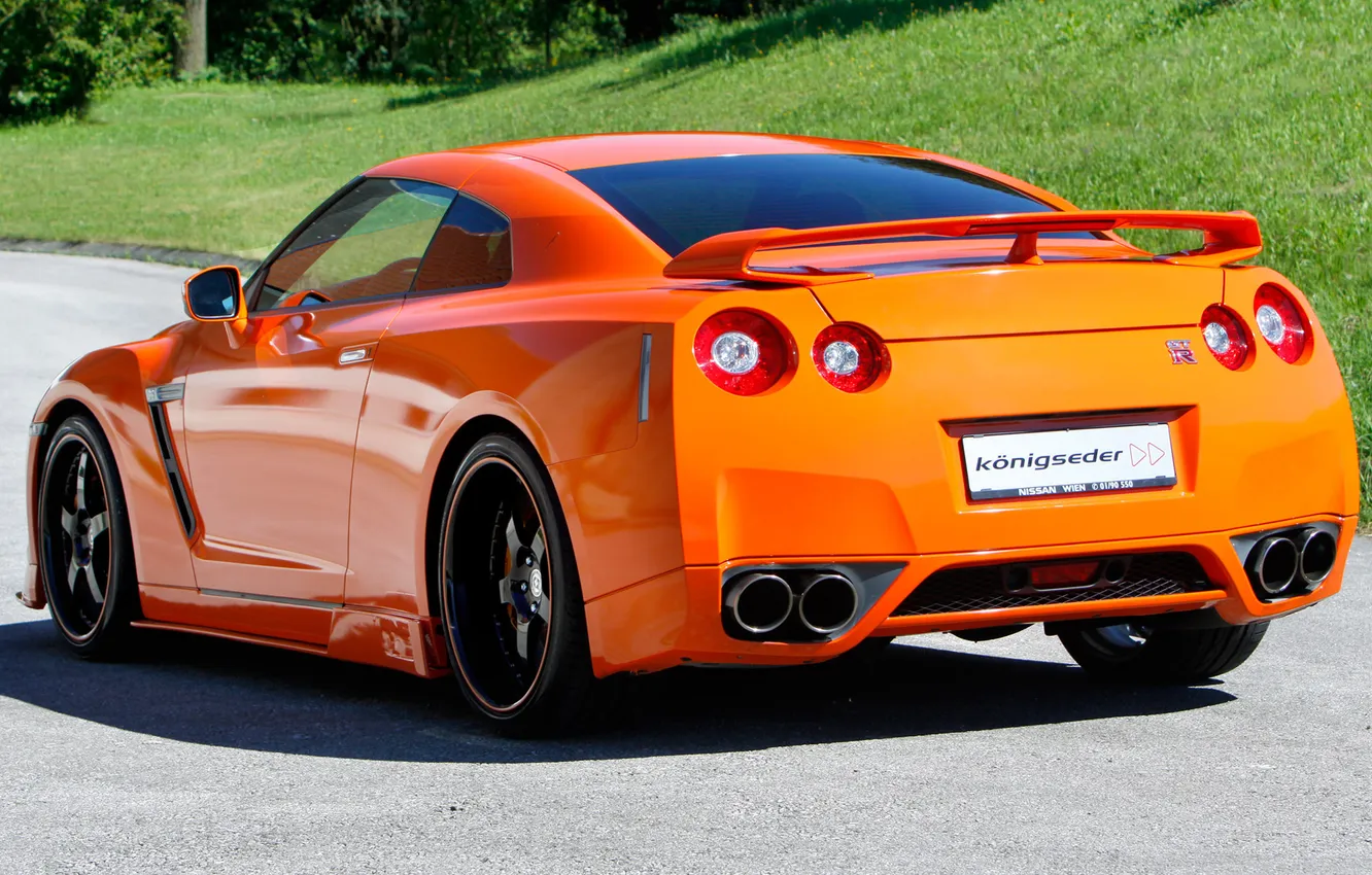 Photo wallpaper orange, Nissan, GT-R, Nissan, orange, the rear part, Koenig Eder