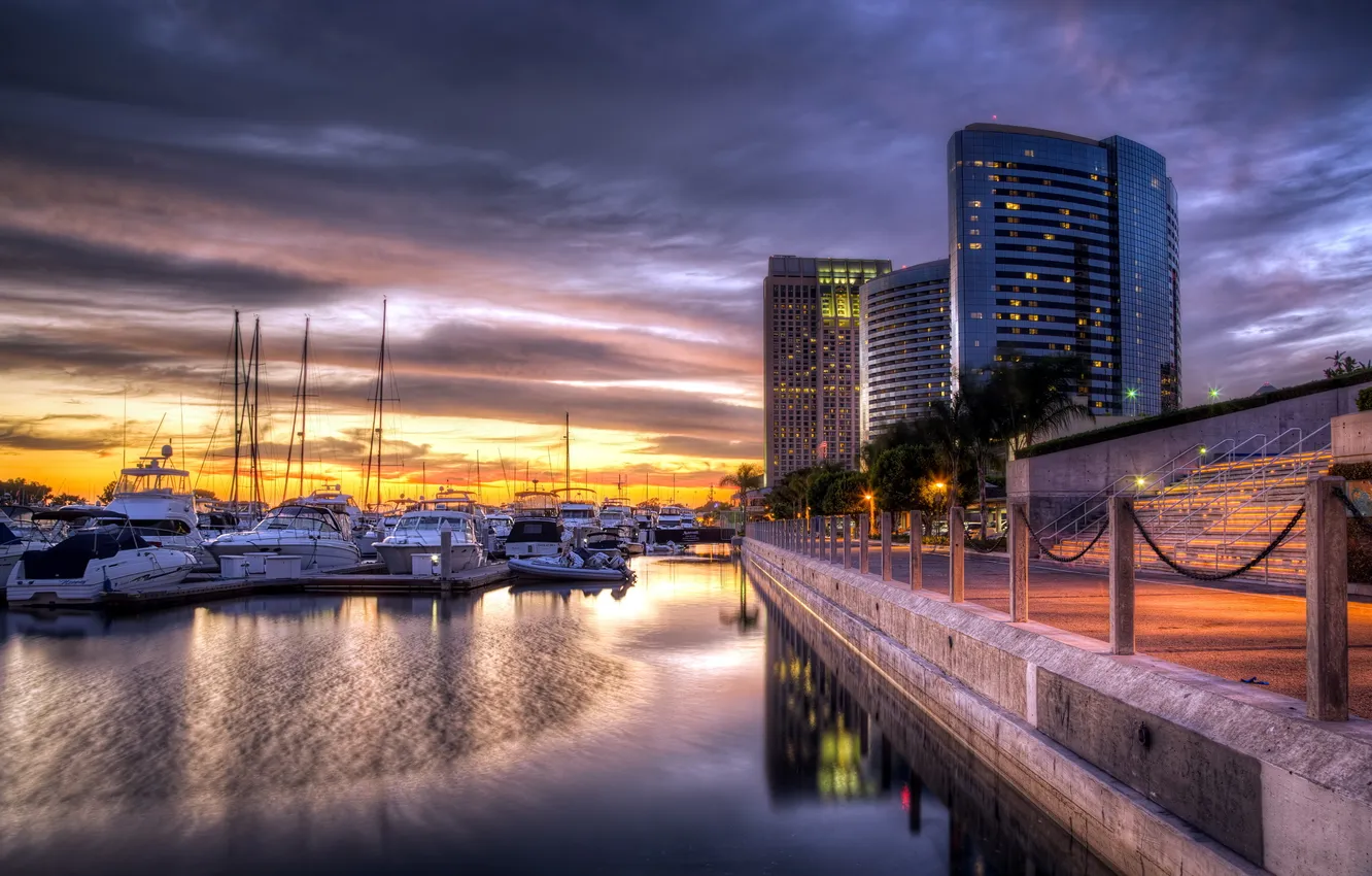 Photo wallpaper sunset, the city, San Diego