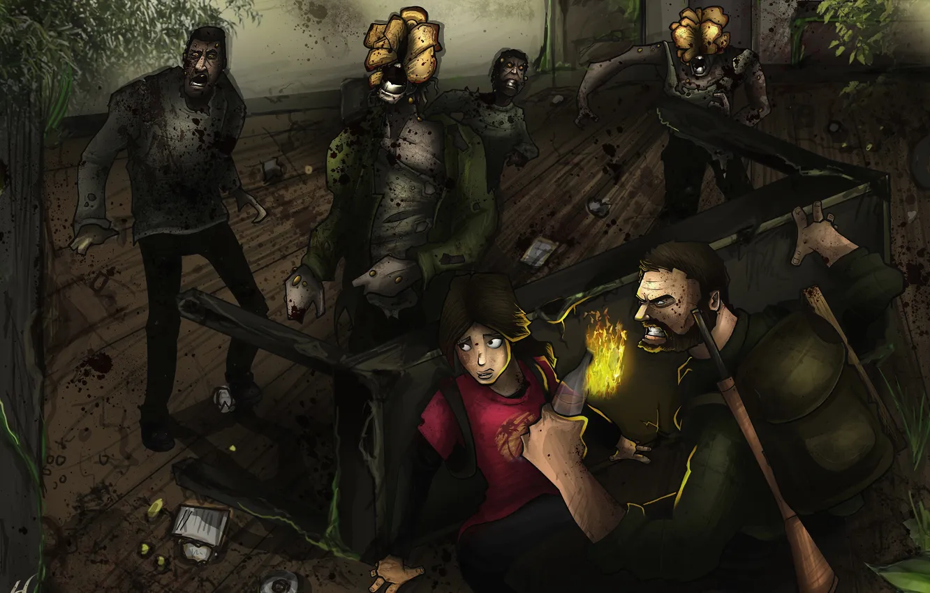 Photo wallpaper art, zombies, Ellie, The Last of Us, Joel, The last of us