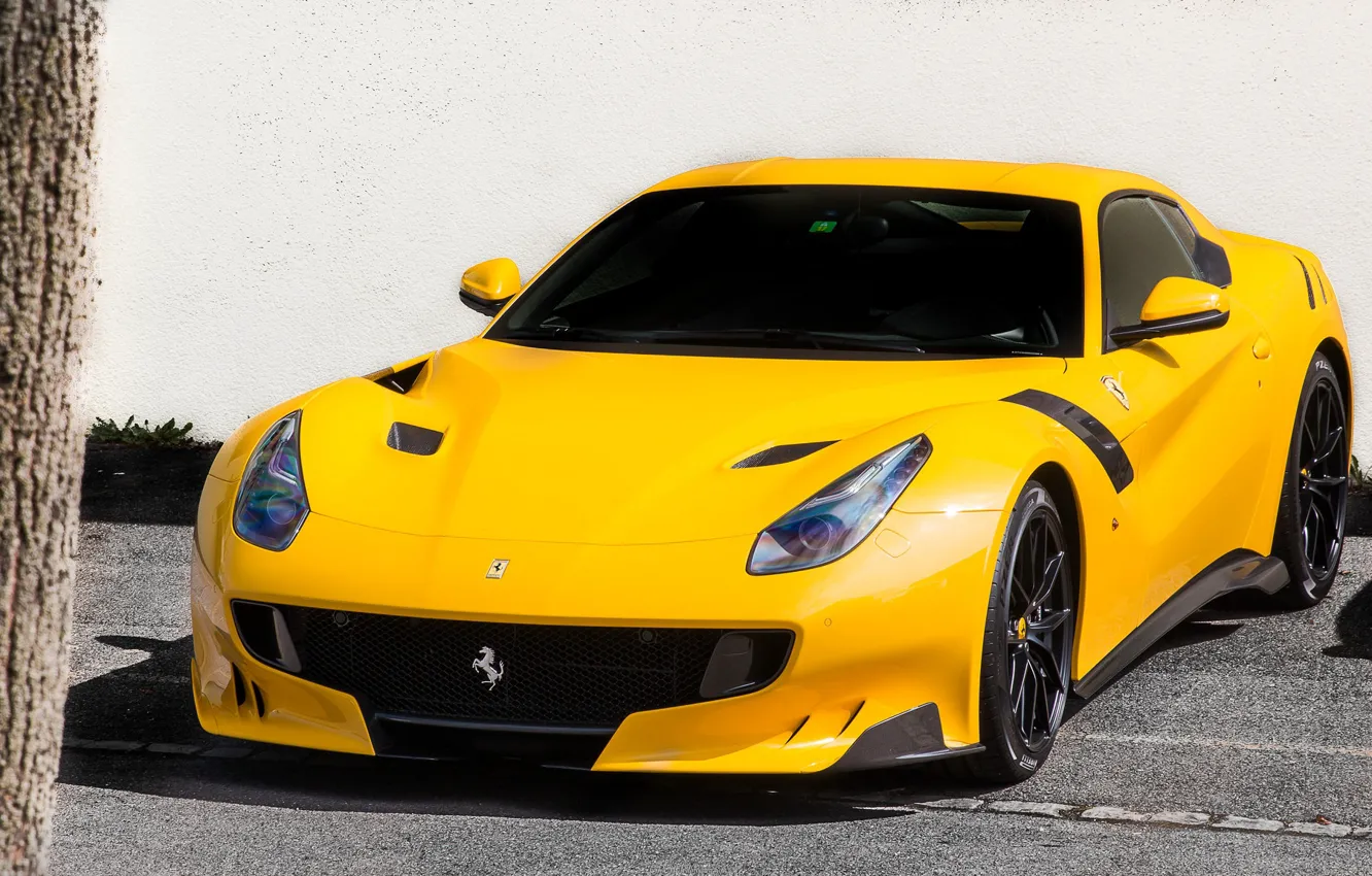 Photo wallpaper Ferrari, yellow, F12, TDF