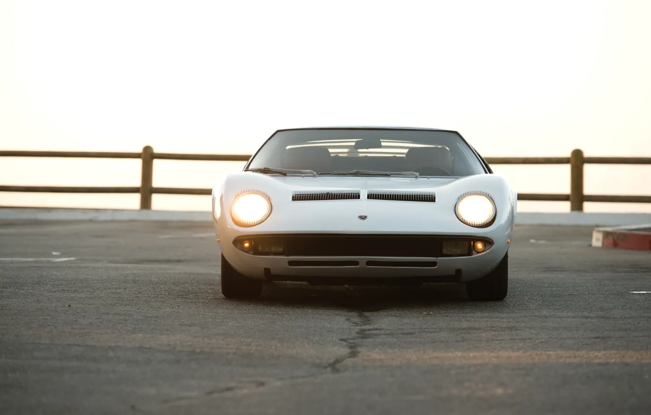 Photo wallpaper Lamborghini, 1969, Miura, headlights, Lamborghini Miura P400 S