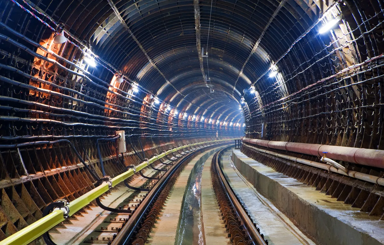 Photo wallpaper metro, rails, the tunnel