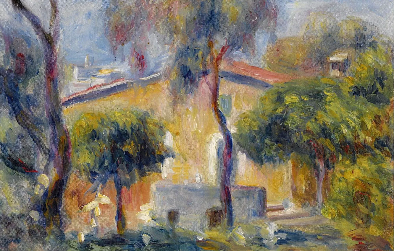 Photo wallpaper landscape, picture, 1908, Pierre Auguste Renoir, Pierre Auguste Renoir, The house in Cagnes-Sur-Mer