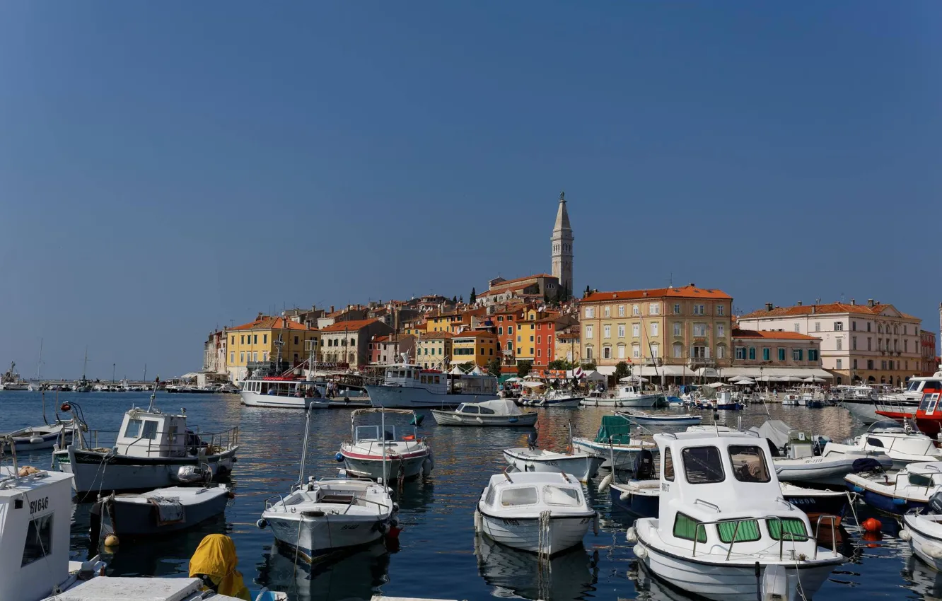 Photo wallpaper sea, the sky, boat, home, yacht, Croatia, Rovinj, Rovigno