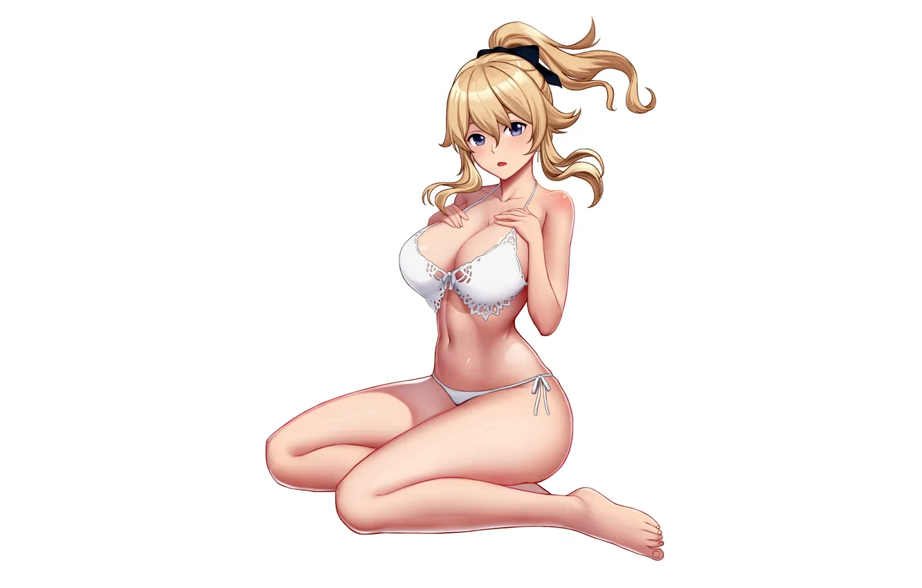 Photo wallpaper girl, sexy, lingerie, bra, cleavage, panties, long hair, legs