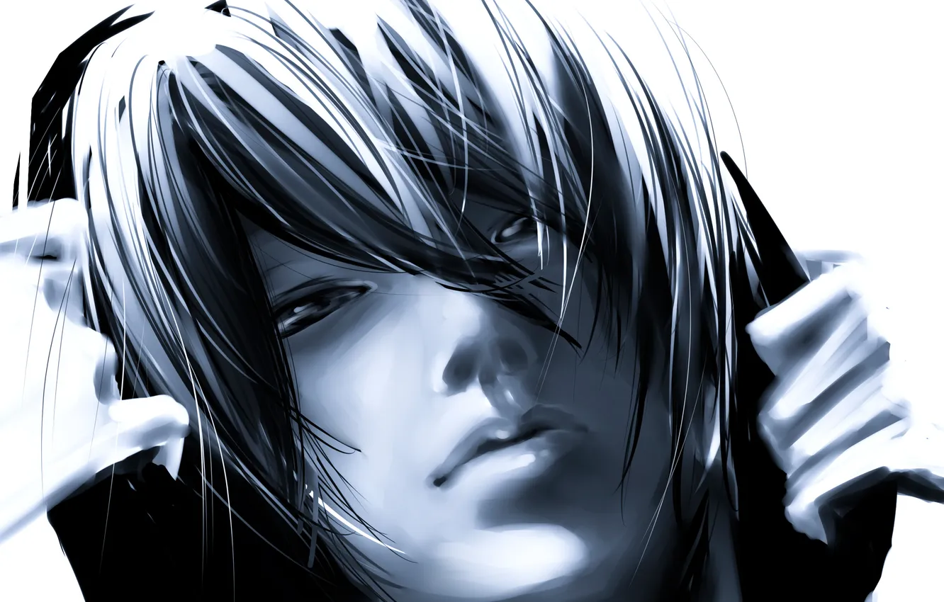 Photo wallpaper music, headphones, white background, guy