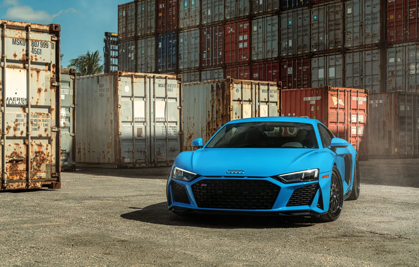 Photo wallpaper Audi R8, Blue, Jenn