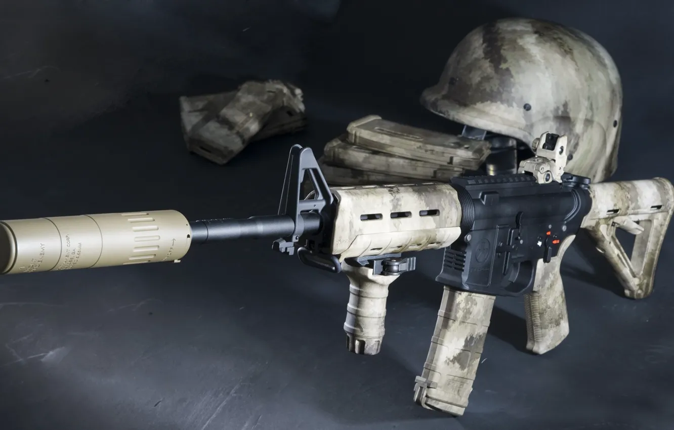 Photo wallpaper gun, weapon, rifle, pearls, assault rifle, ordnance, assault, camouflage