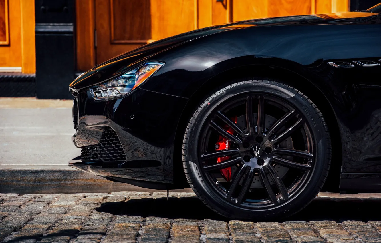 Photo wallpaper Maserati, close-up, wheel, Ghibli, Maserati Ghibli Nrissimo