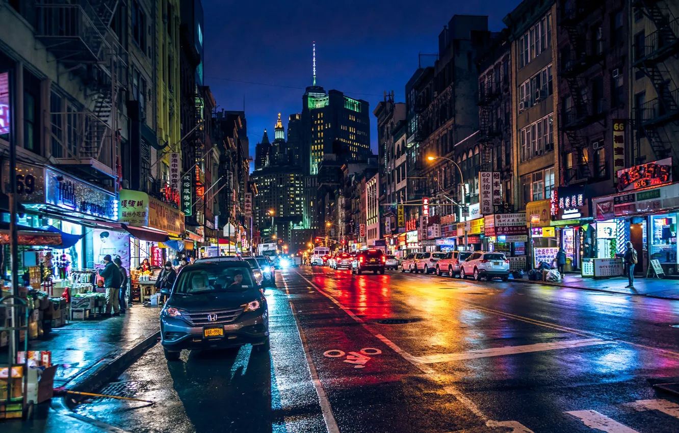 Photo wallpaper USA, USA, New York City, Night New York