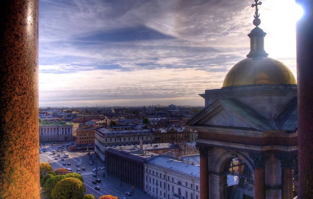 Photo wallpaper road, Peter, Saint Petersburg, St. Isaac's Cathedral, columns
