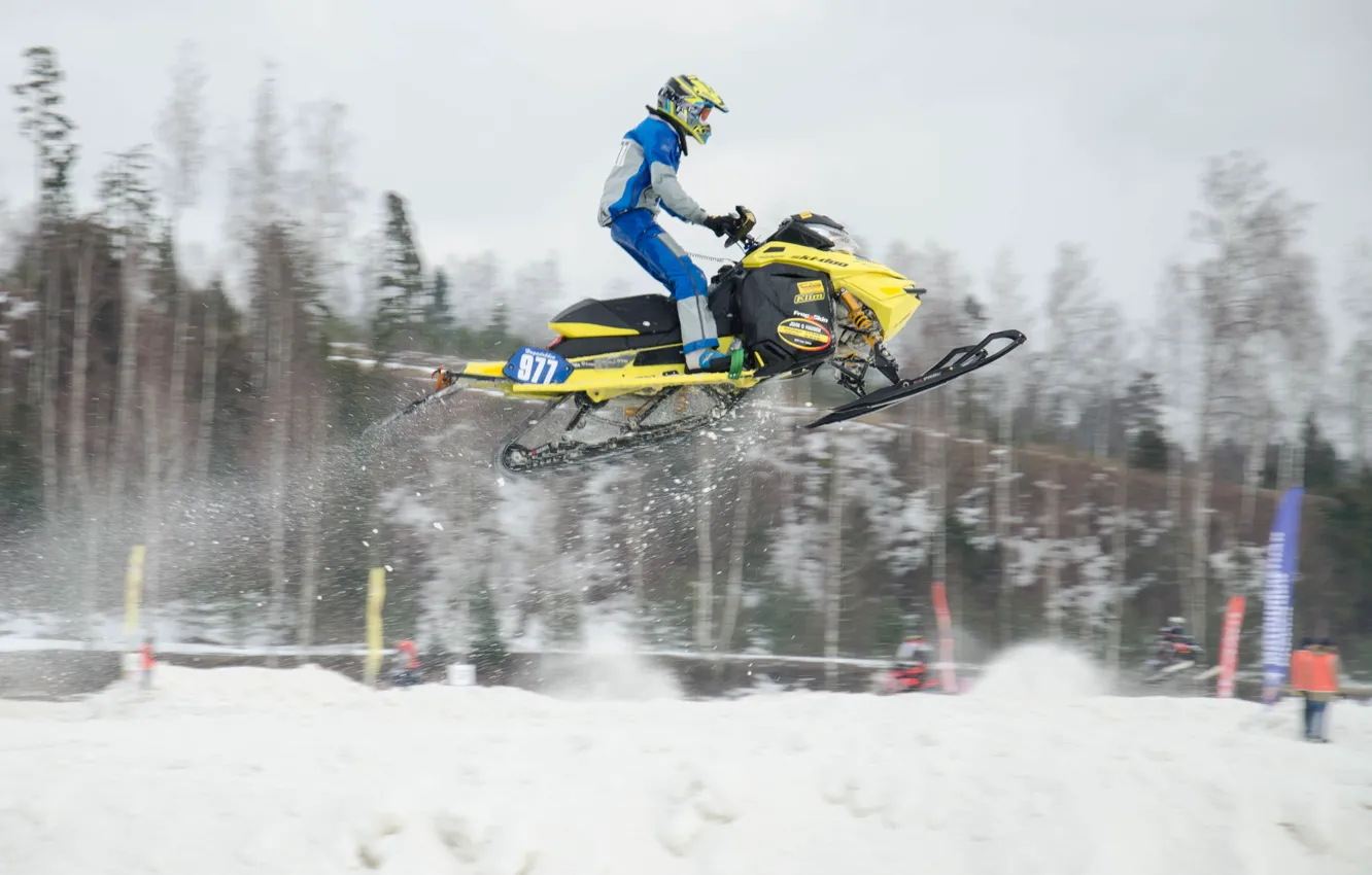 Photo wallpaper sport, snowmobile, snezhik