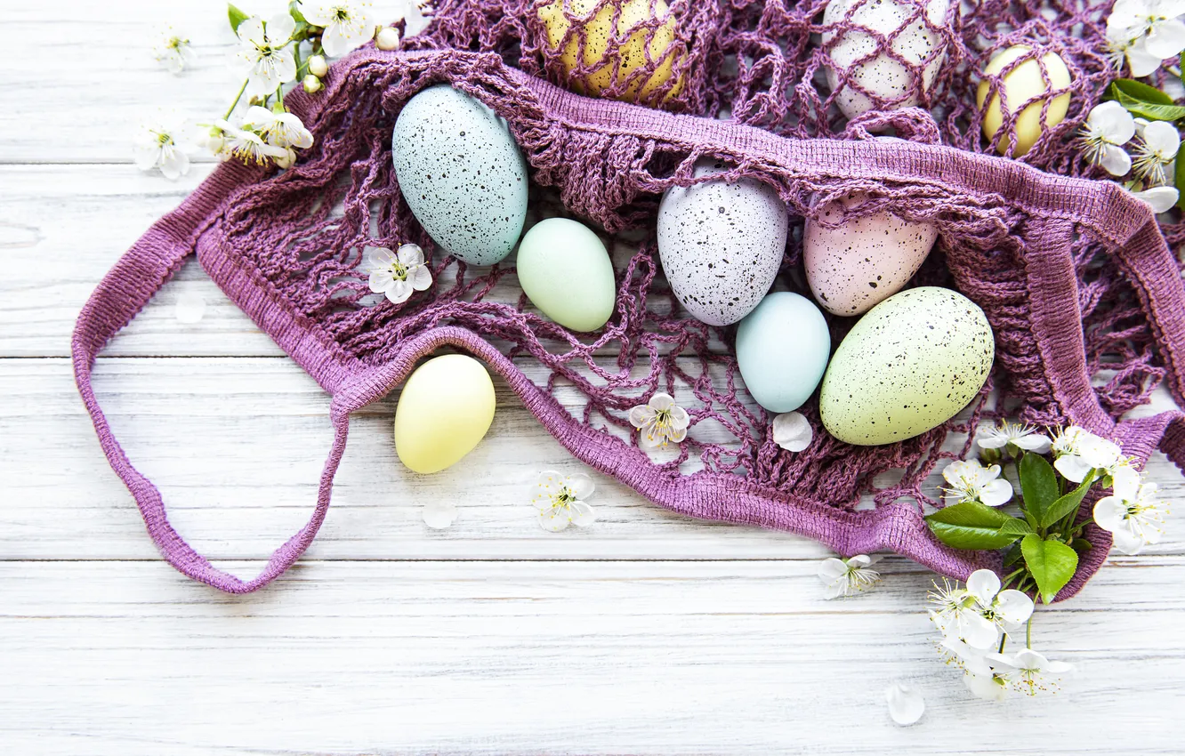 Photo wallpaper flowers, eggs, spring, colorful, Easter, flowers, spring, Easter