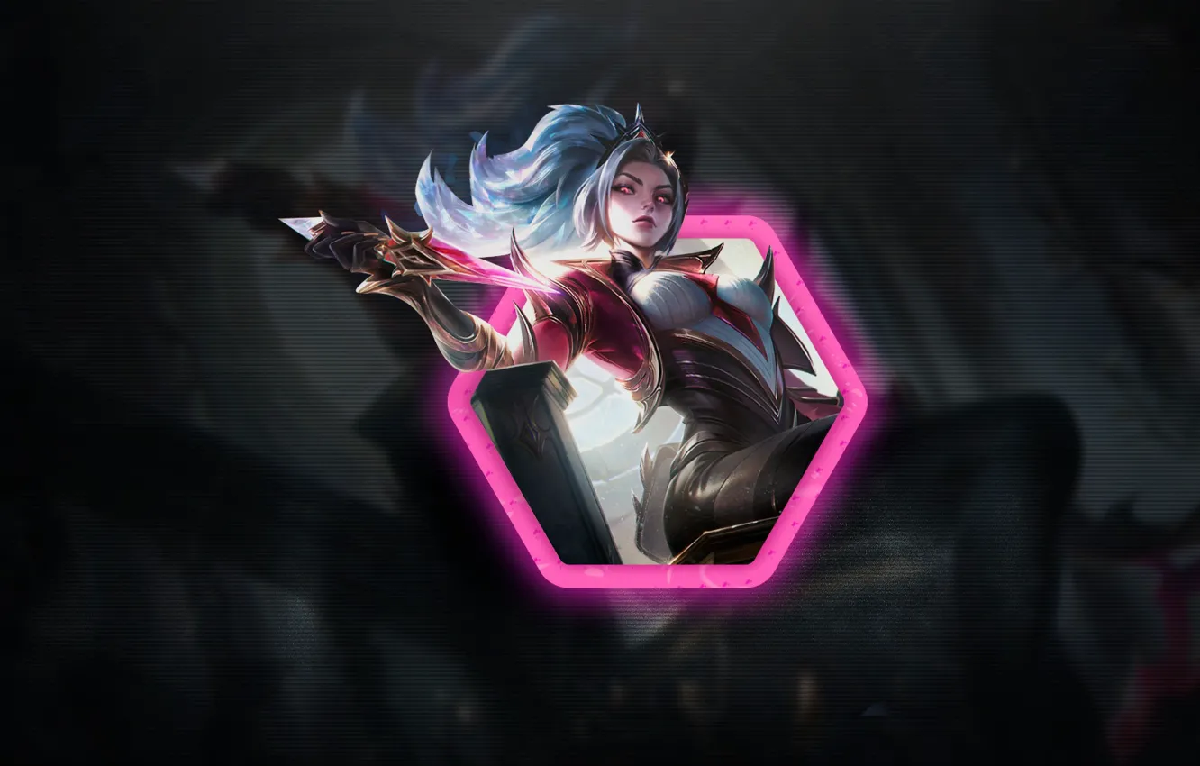 Photo wallpaper dark, long hair, weapon, ponytail, League of Angels, looking at viewer, glowing eyes, Akali (League …