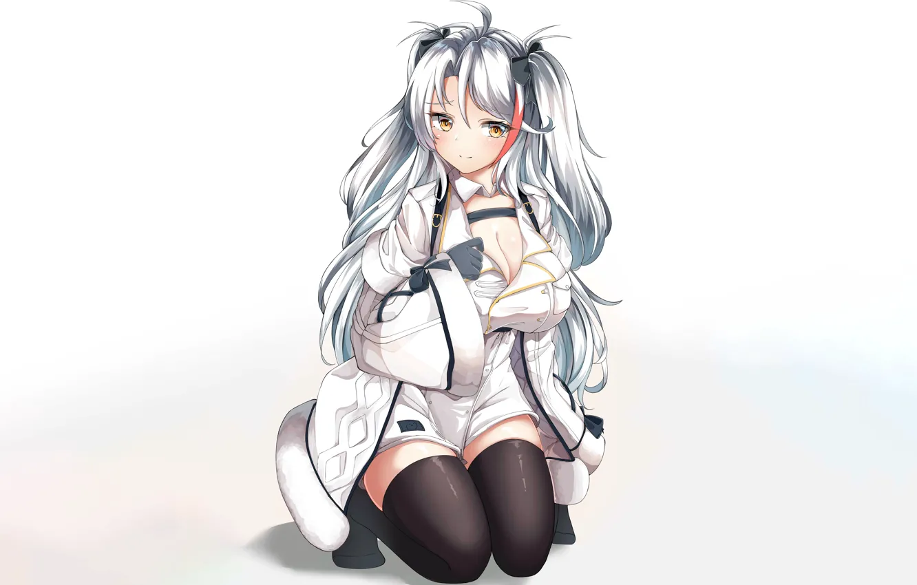 Photo wallpaper girl, sexy, cleavage, thighhighs, long hair, boobs, anime, beautiful