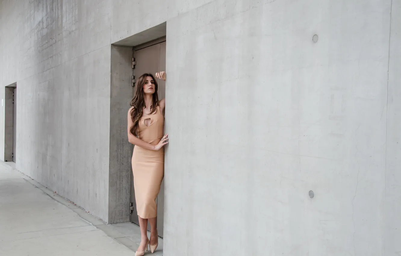 Photo wallpaper girl, pose, wall, dress, Blessed Mennini