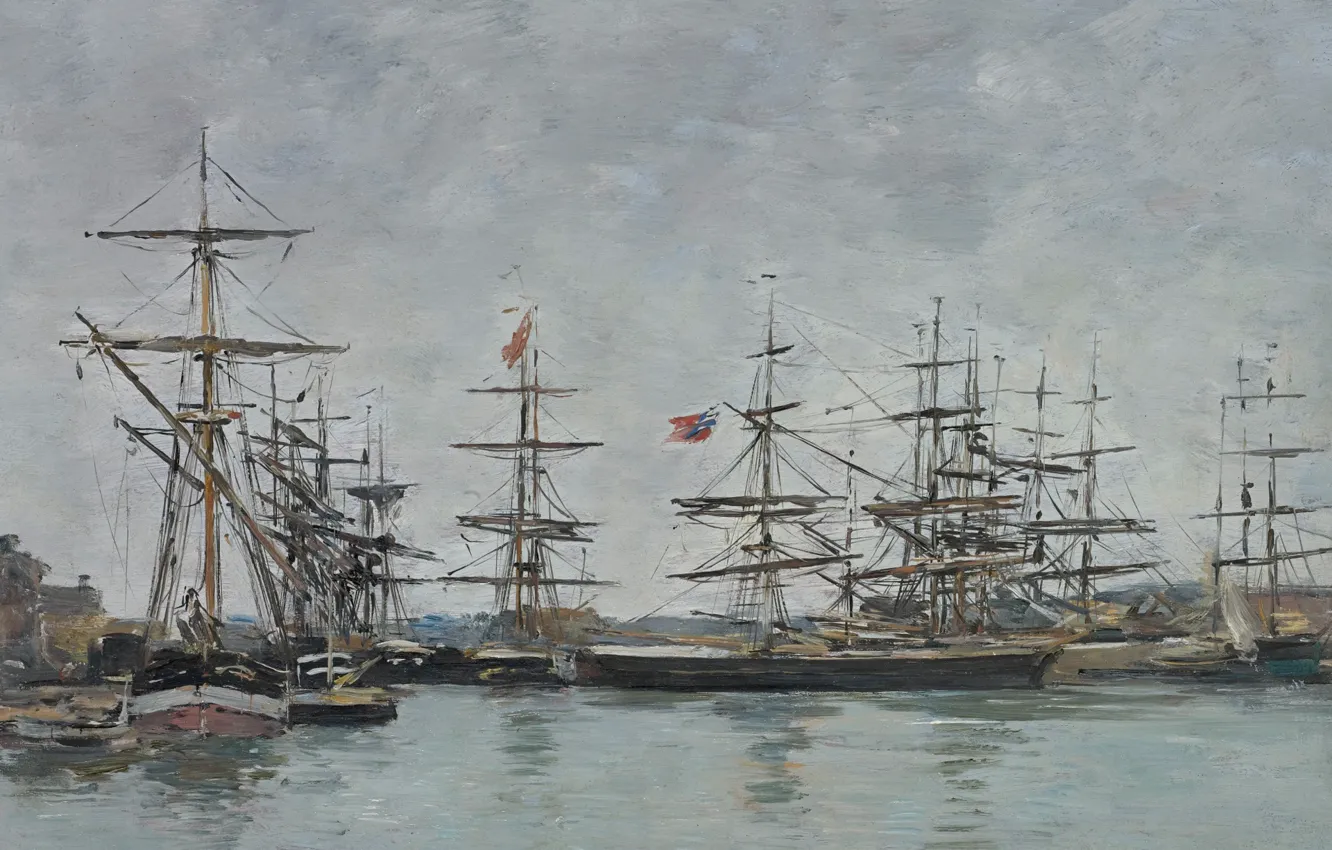 Photo wallpaper ship, picture, Eugene Boudin, Eugene Boudin, Deauville