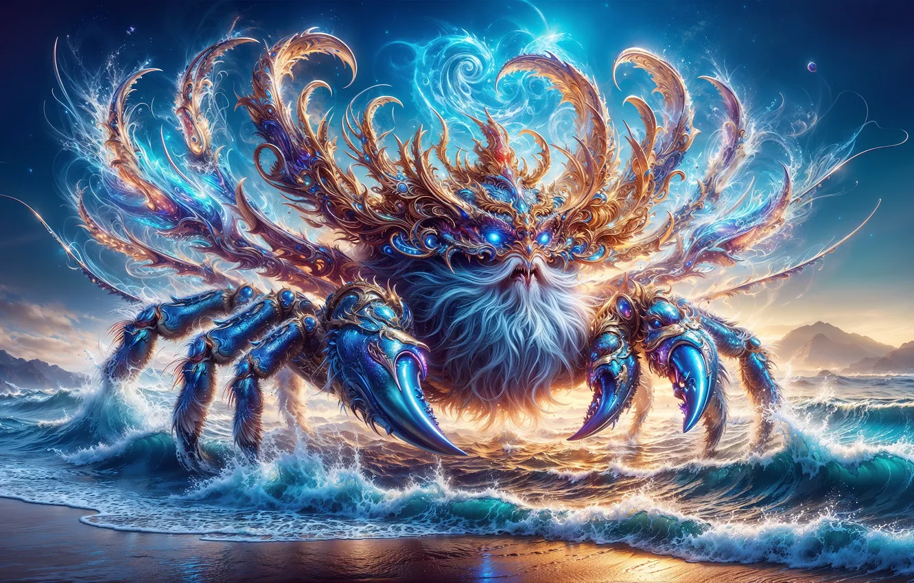 Photo wallpaper beach, crab, king