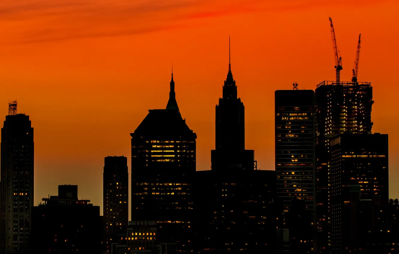Photo wallpaper skyscraper, home, New York, silhouette, USA, Manhattan