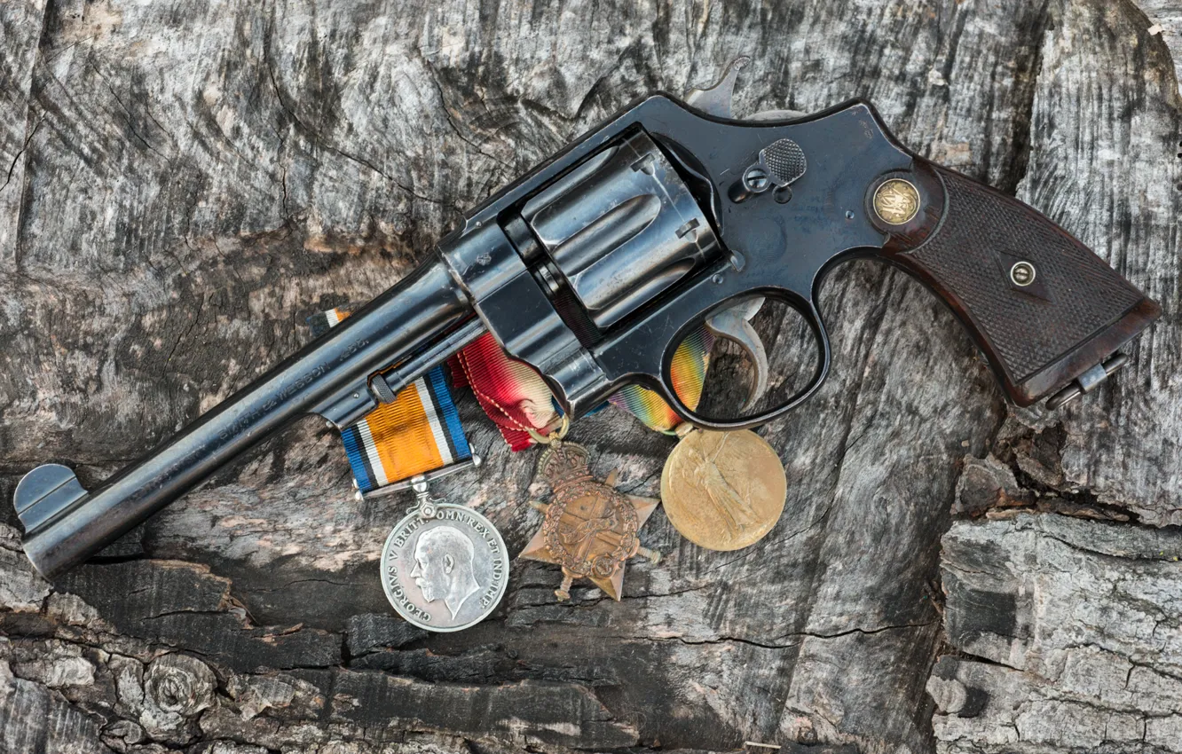 Photo wallpaper weapons, revolver, medals, Smith and Wesson