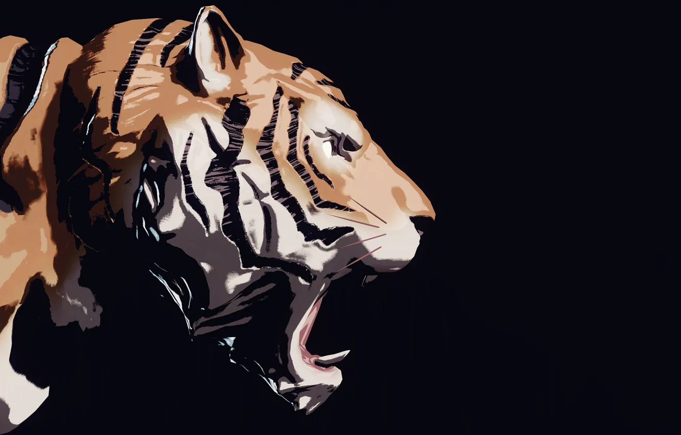 Photo wallpaper tiger, rendering, background, Sher Khan