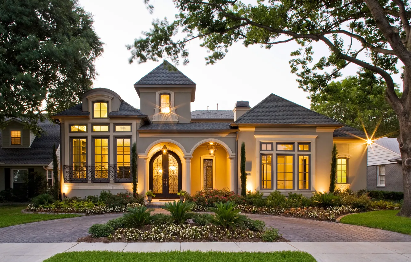 Photo wallpaper Villa, the evening, architecture, exterior