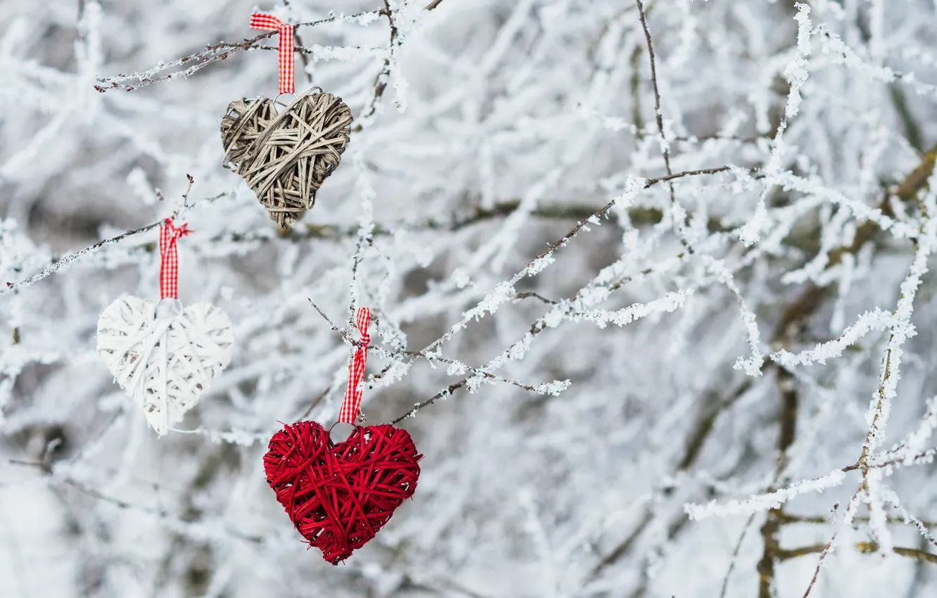 Photo wallpaper winter, snow, love, heart, love, heart, winter, snow