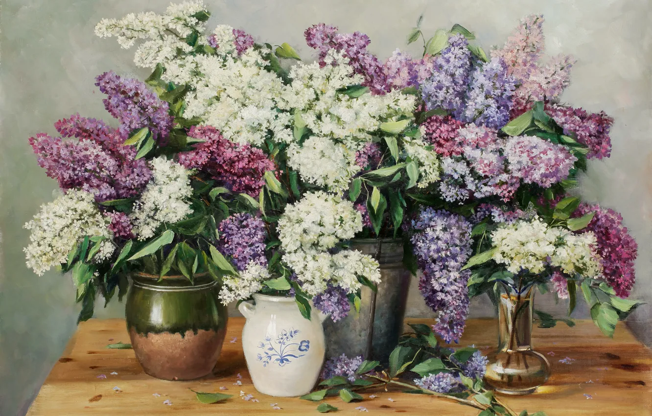 Photo wallpaper picture, art, vase, lilac, Vjeteslav Kliuchnikov