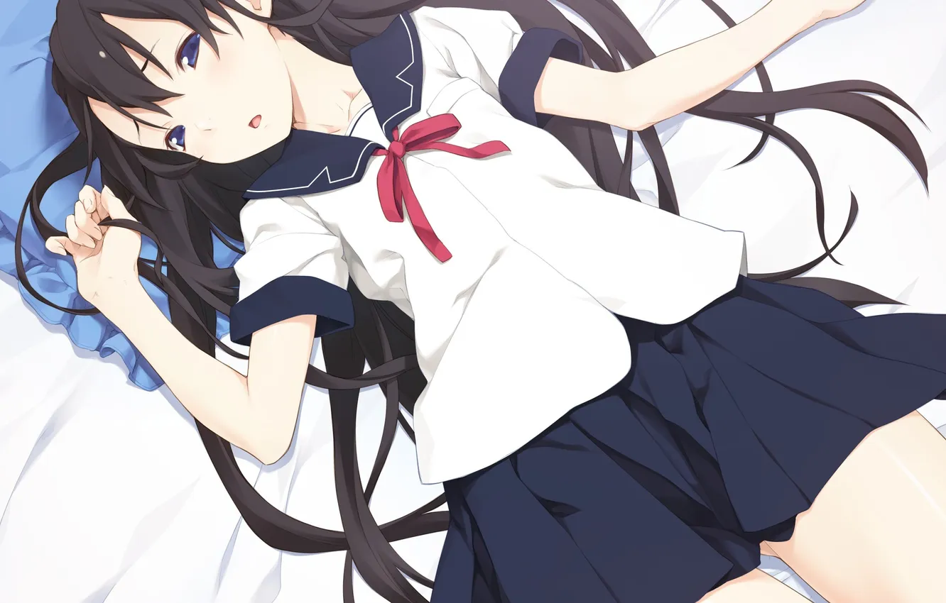 Photo wallpaper girl, art, lies, form, schoolgirl, does of or kozue wa takashi