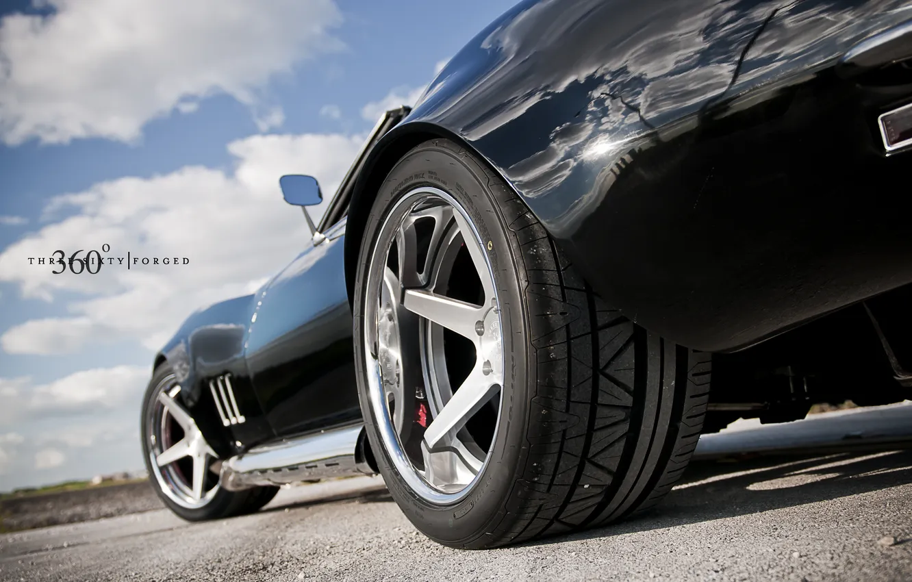 Photo wallpaper the sky, clouds, black, Corvette, Chevrolet, Chevrolet, black, Corvette