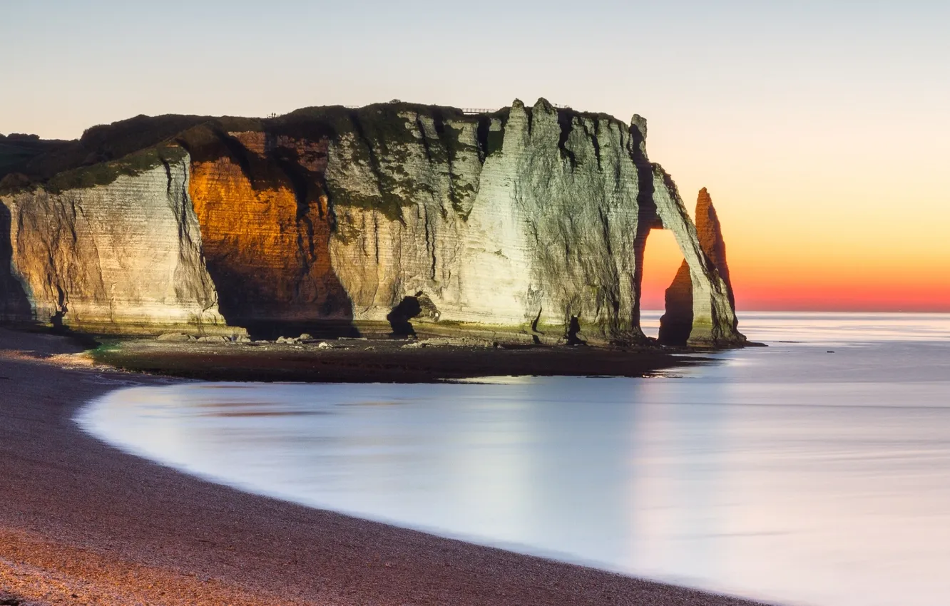 Photo wallpaper landscape, normandy, Etretat Cliff by Night