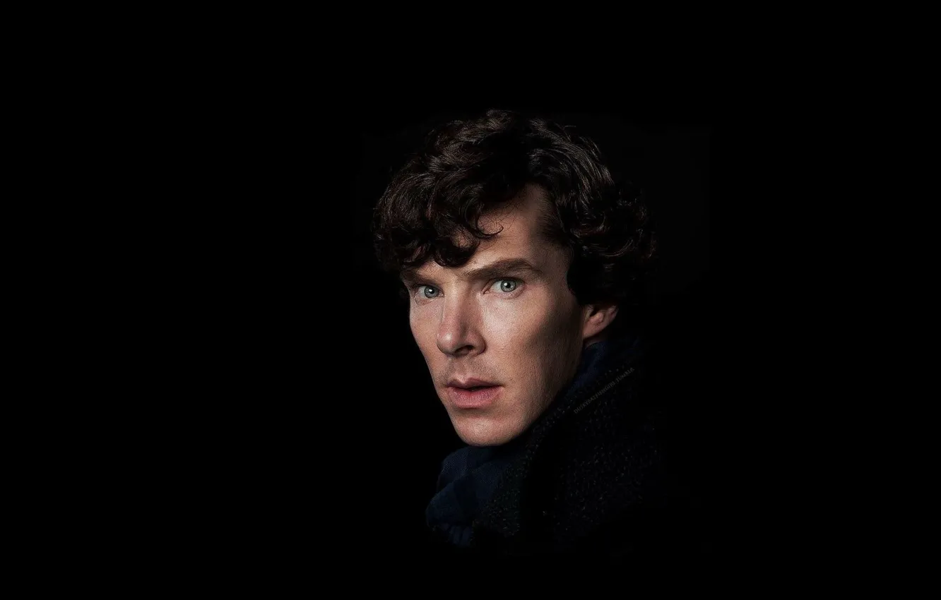 Photo wallpaper look, background, black background, Benedict Cumberbatch, Benedict Cumberbatch, Sherlock, Sherlock BBC, Sherlock Holmes