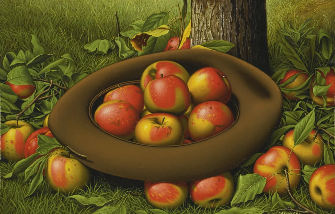 Photo wallpaper apples, hat, autumn, Levi Wells