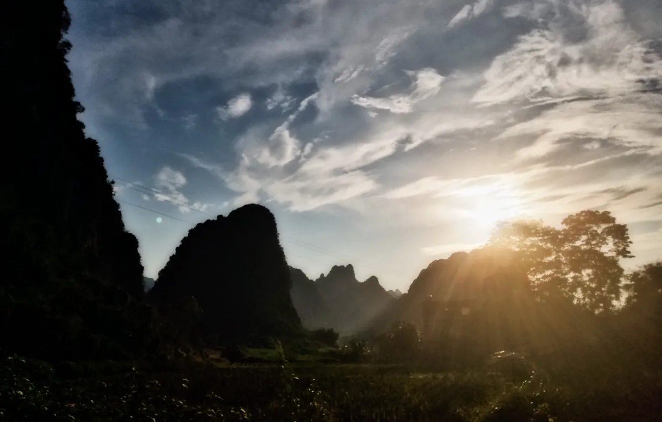 Photo wallpaper sunset, Wonderland, The break of dawn