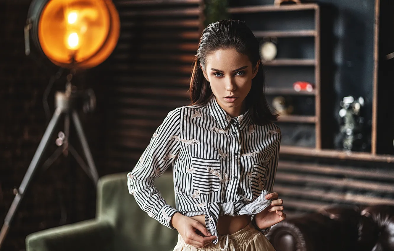 Photo wallpaper look, girl, pose, blouse, Vlad Popov, Pauline Lytneva