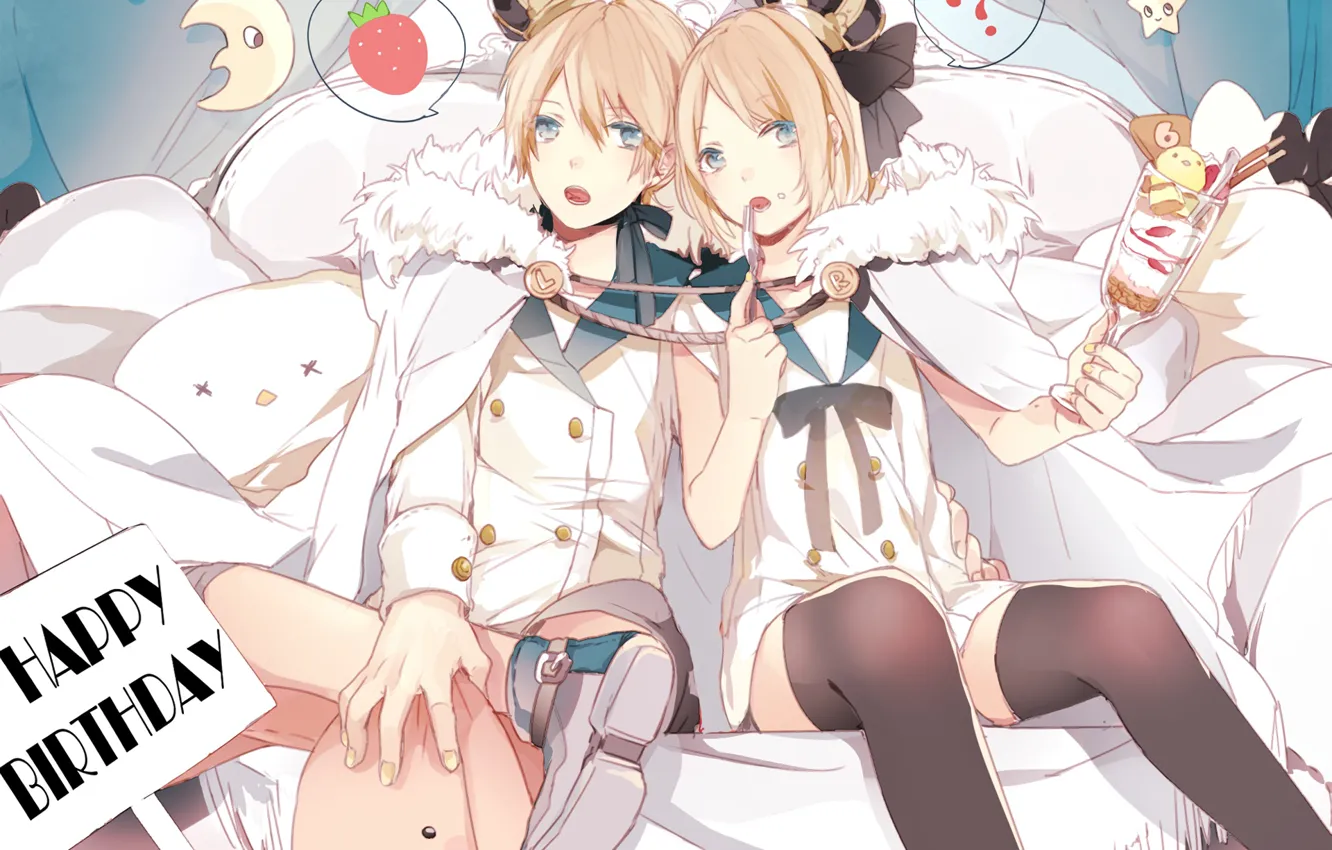Photo wallpaper toy, anime, art, len, vocaloid, two, Vocaloid, characters